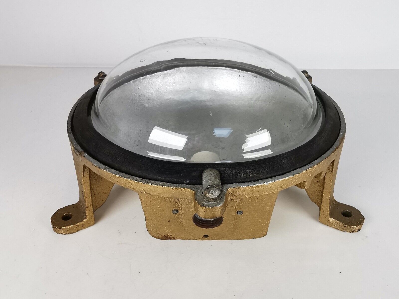 Vintage GEC Round Cast Metal Bulkhead Light 2603 Retro Gold Collectable Lamp