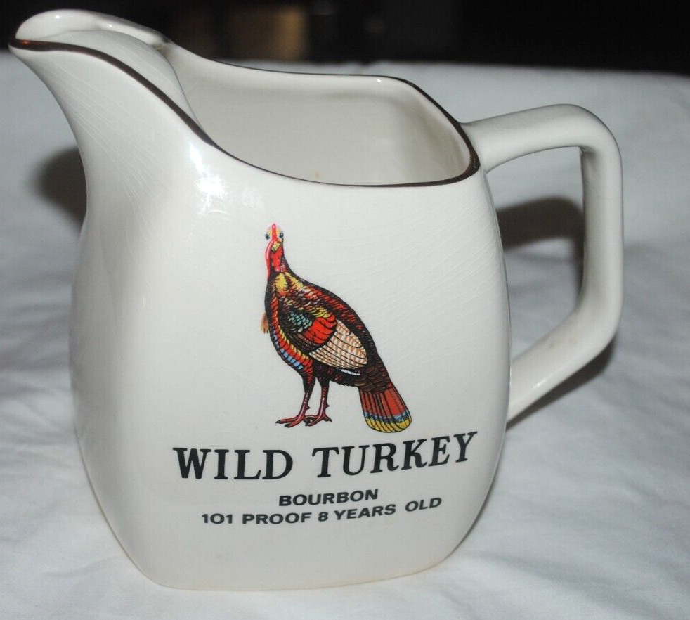 Wild Turkey bourbon pitcher, vintage, Staffordshire Pottery, England