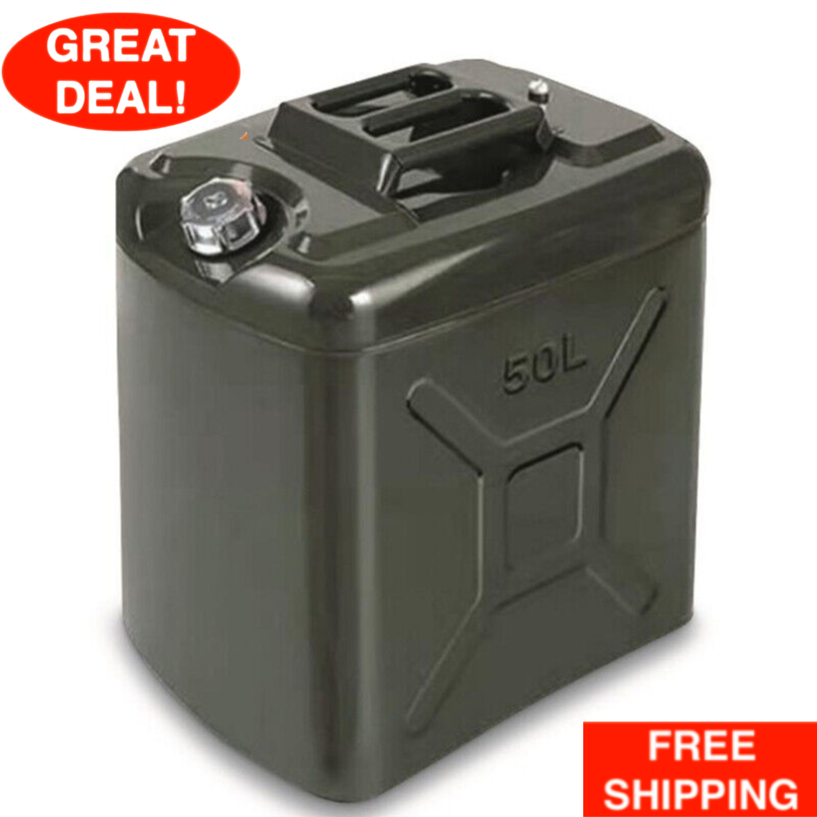 50L US Military Style Stainless Steel Jerry Can Storage Olive Drab New