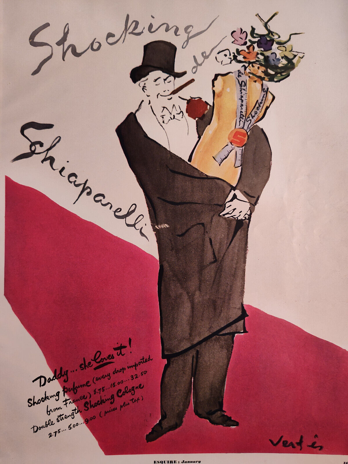 1952 Esquire Ads Shocking Schiaparelli Marcel Vertes Piper Heidsieck Champagne