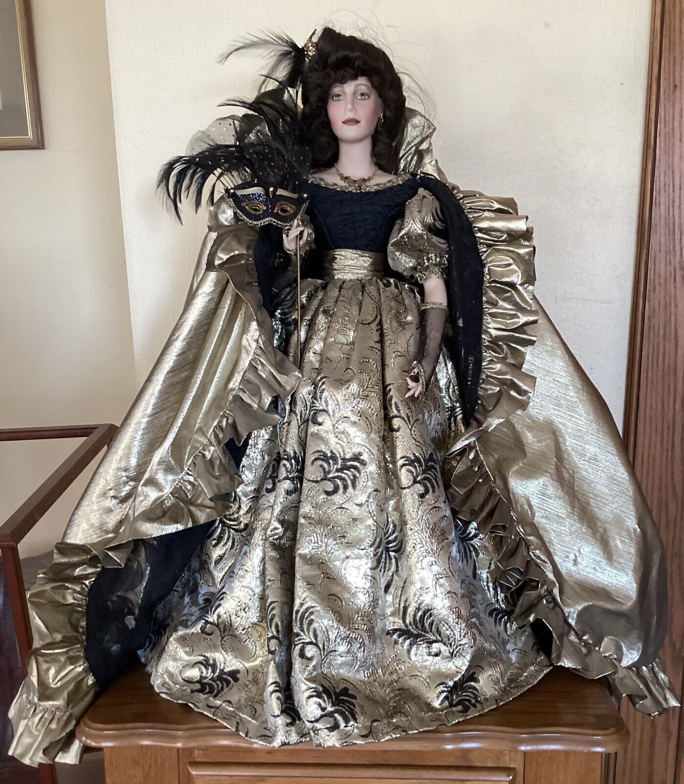Franklin Heirloom Queen of the Masquerade Ball Porcelain Doll; W/ Display Case