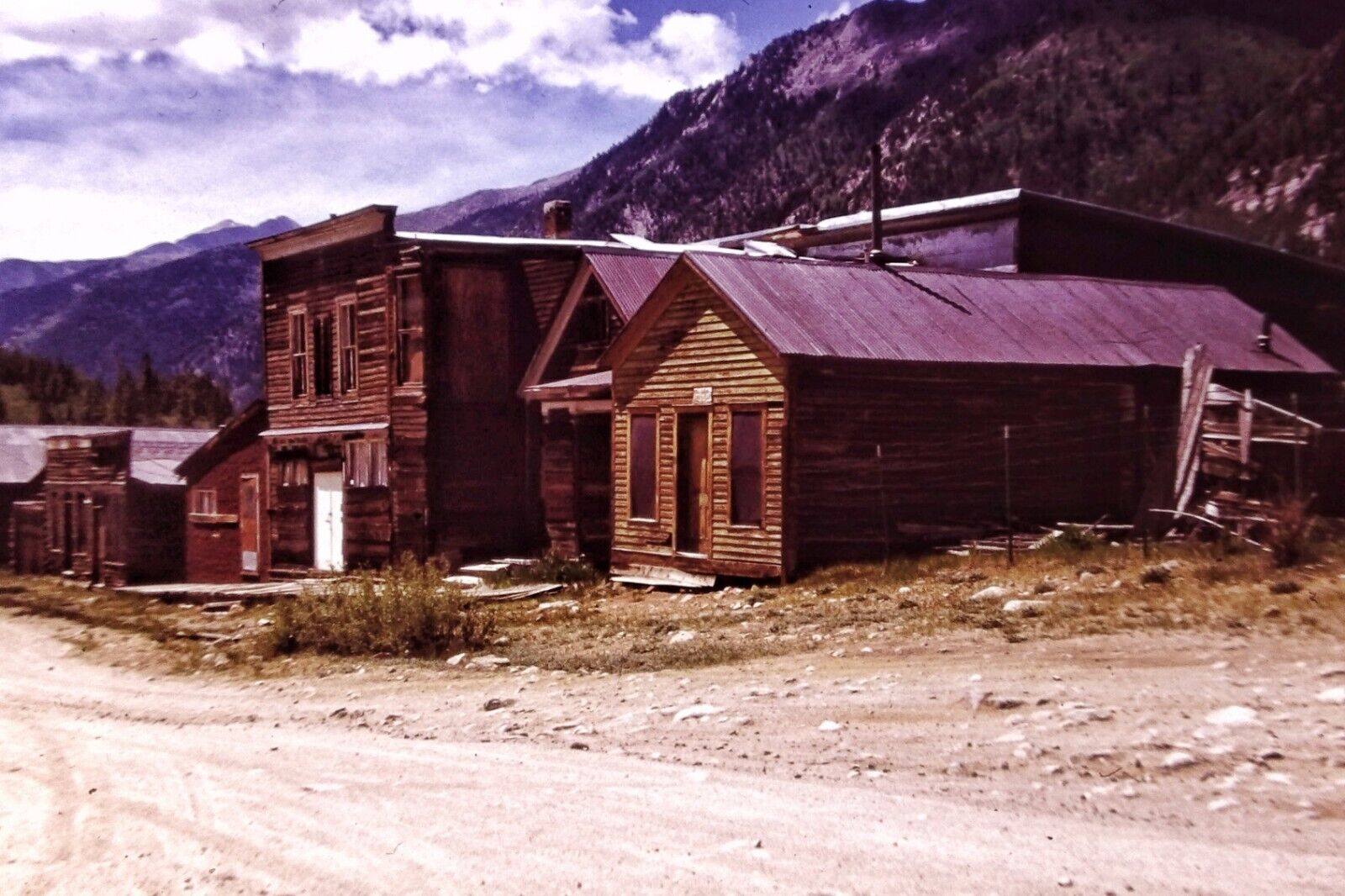 Vintage Old 1977 Color Photo Slide of Ghost Town Buildings St. Elmo in Colorado