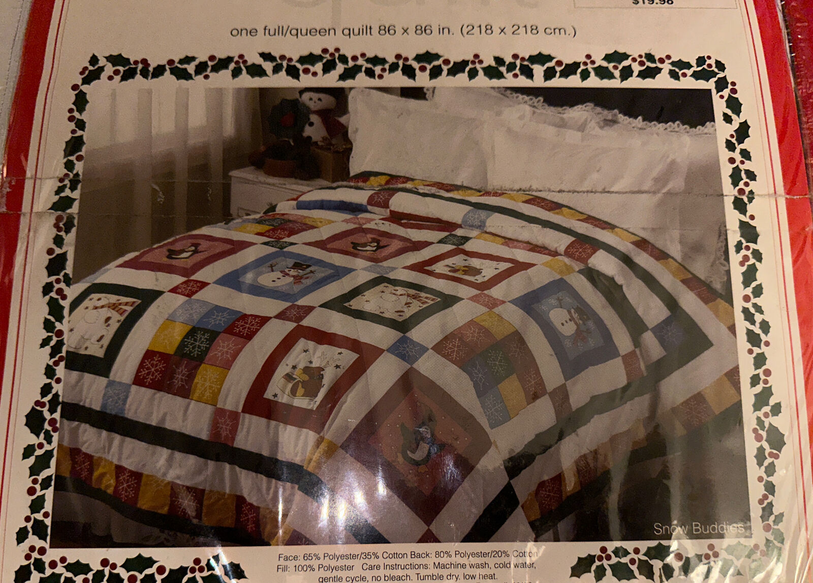 Vintage NOS Sears Snow Buddies Holiday Patchwork Quilt FULL / QUEEN New Original