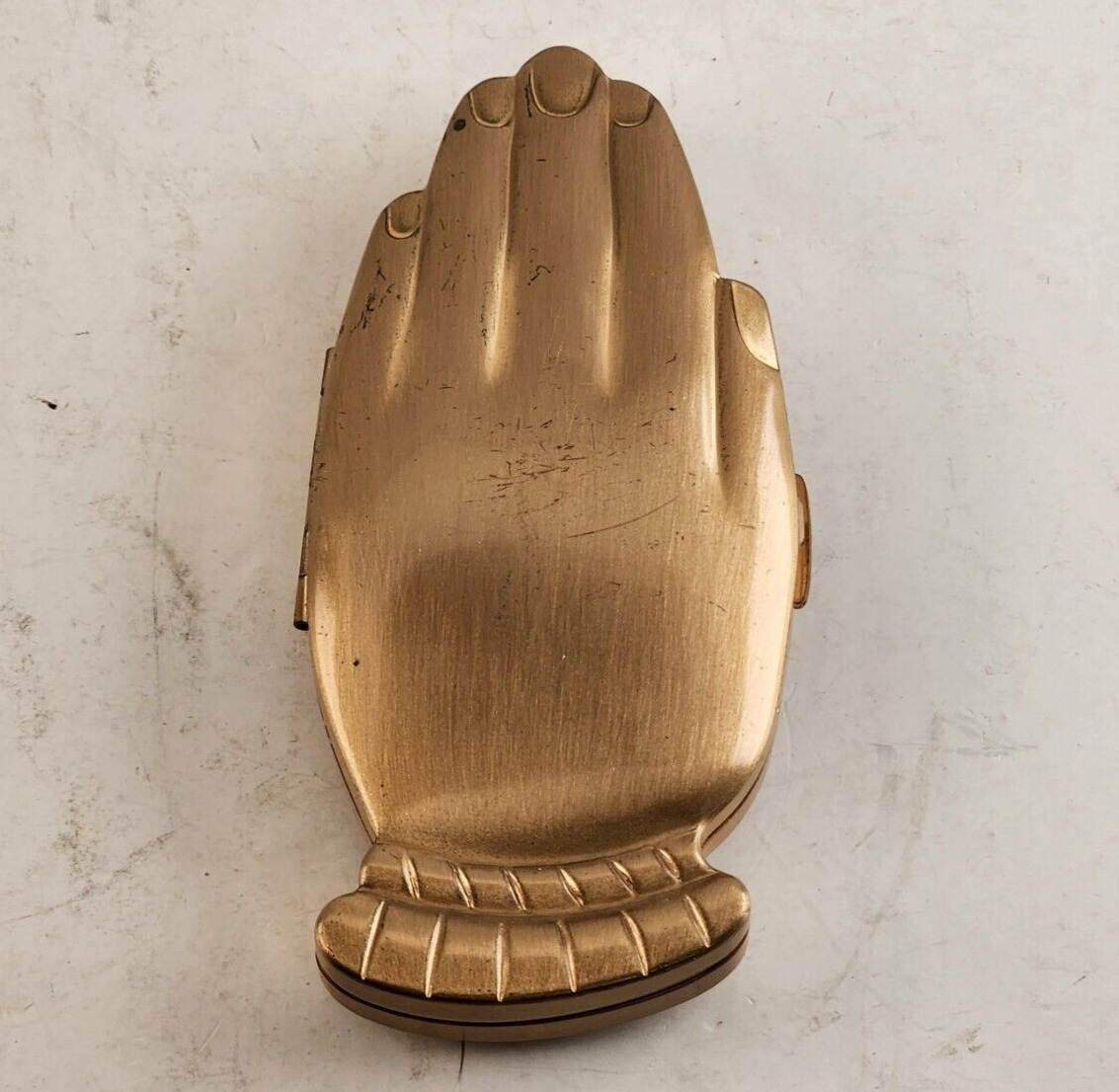 1940's Volupté Golden Gesture Hand Shaped Compact Mirror Makeup Powder Vintage
