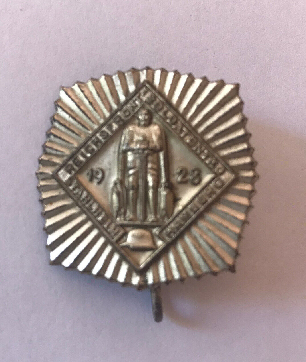 1928 Reichsfrontsoldatentag Tin Badge Pin Post WWI Collectible German Military