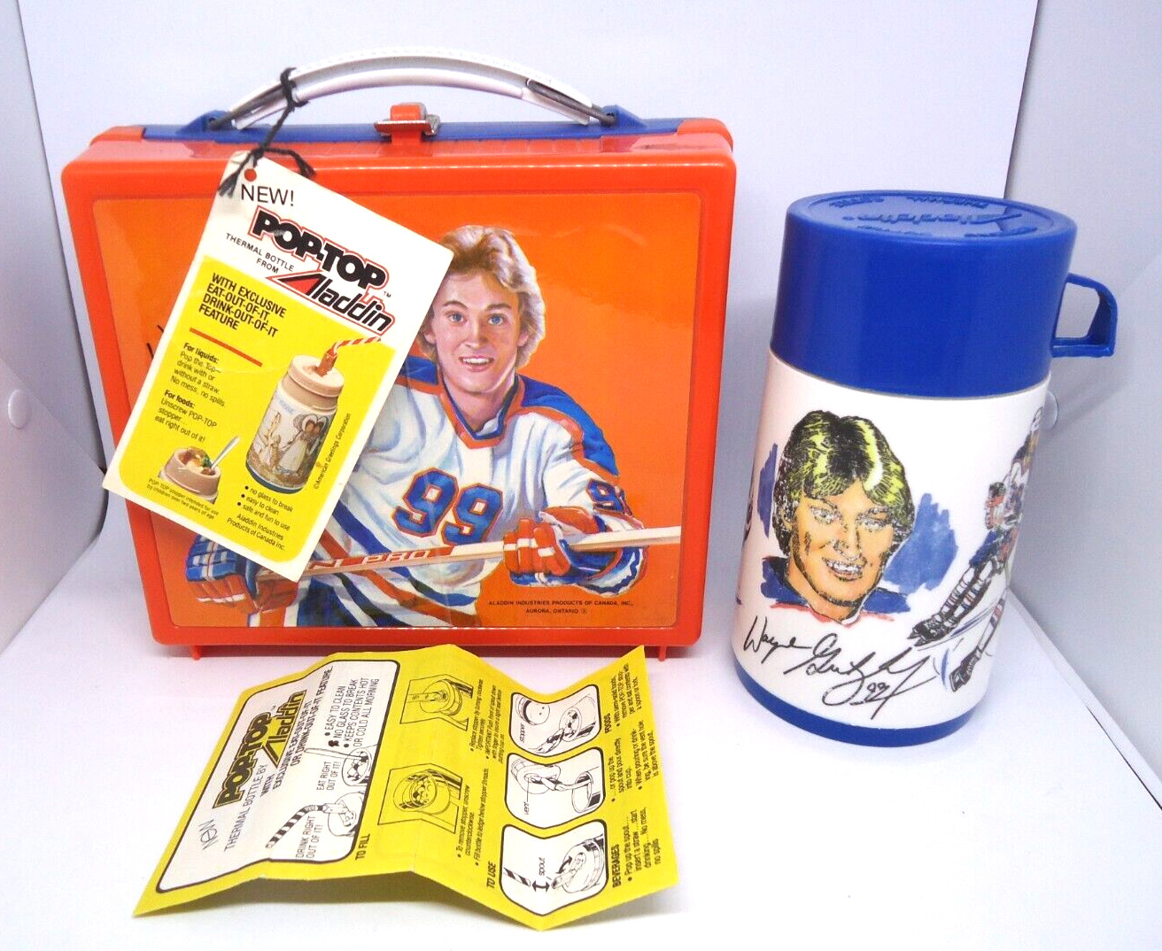 Superb 1980\'s Wayne Gretzky Lunch Box & Thermos Aladdin With Label And Insert