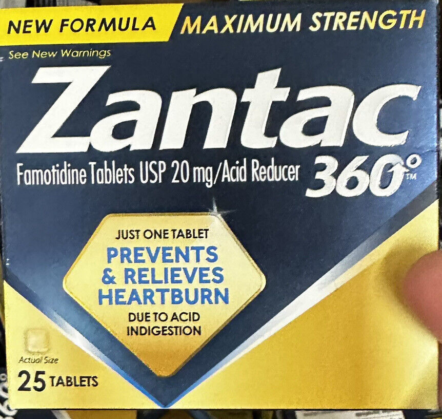 Zantac 360 Maximum Strength Heartburn Relief Tablets 25 Count Lot of 4