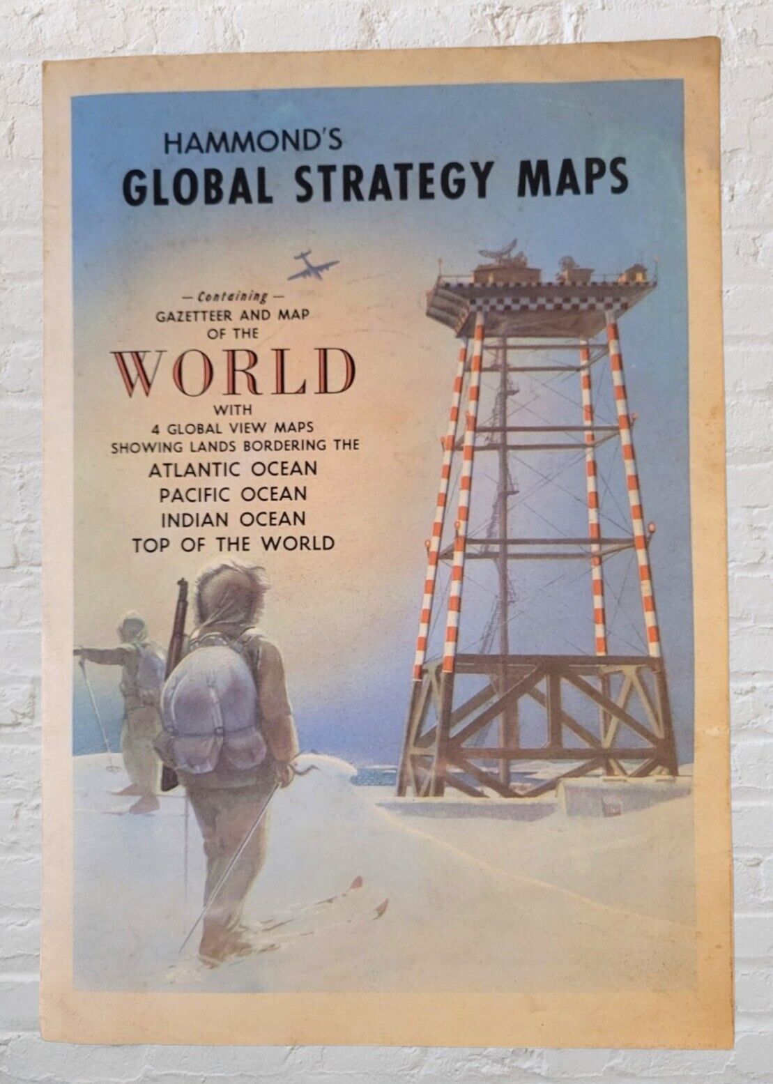 Vtg 1950s Hammond's Global Strategy Maps w/ Gazetteer & Map of World Excellent