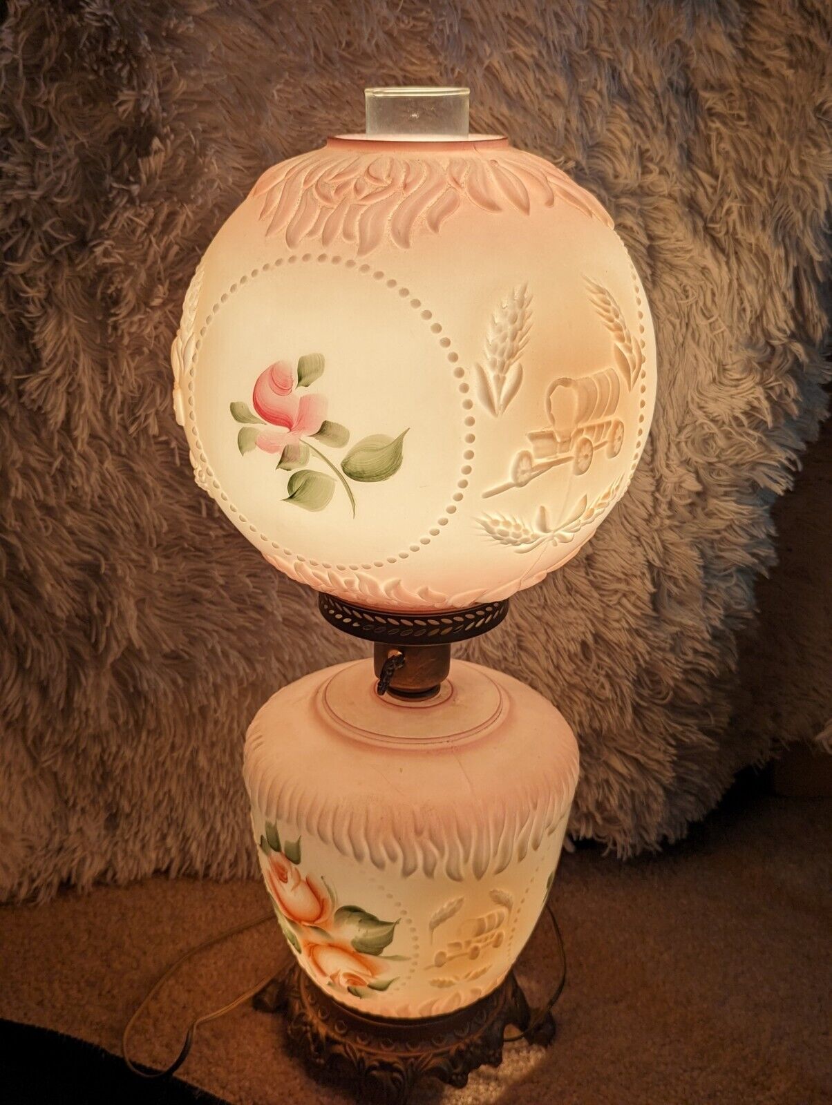 Antique Gone With The Wind Hurricane Lamp 