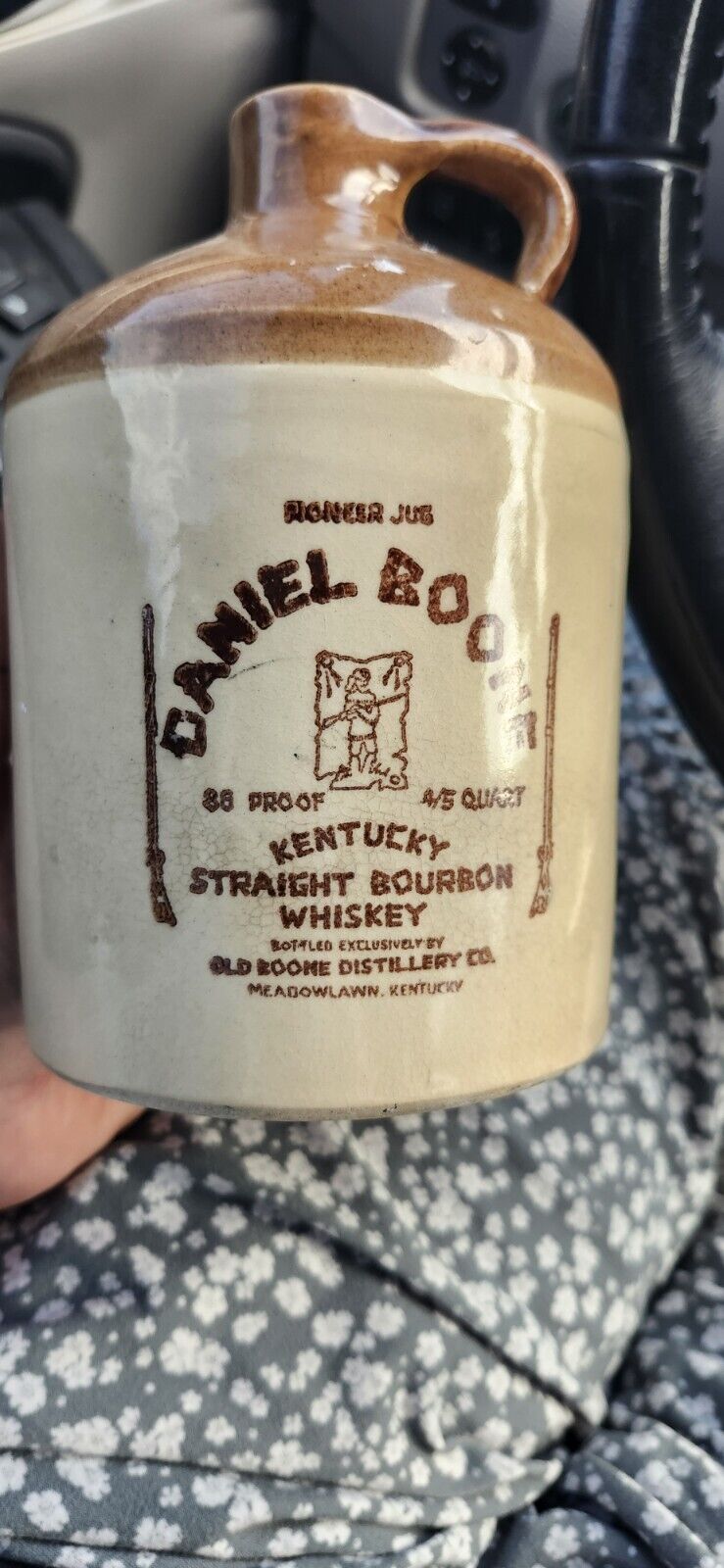 Daniel Boone Kentucky Straight Bourbon Pioneer Whiskey Jug 1974