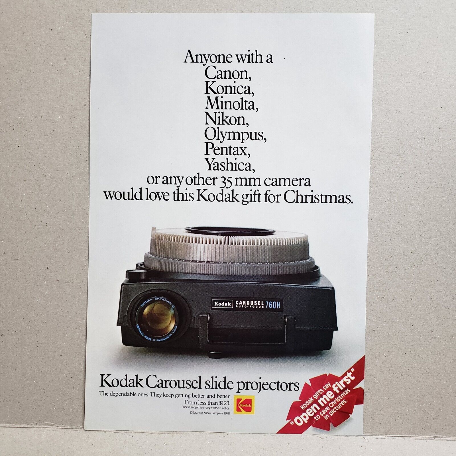 1978 Kodak Carousel Slide Projector Print Ad 35 mm Camera