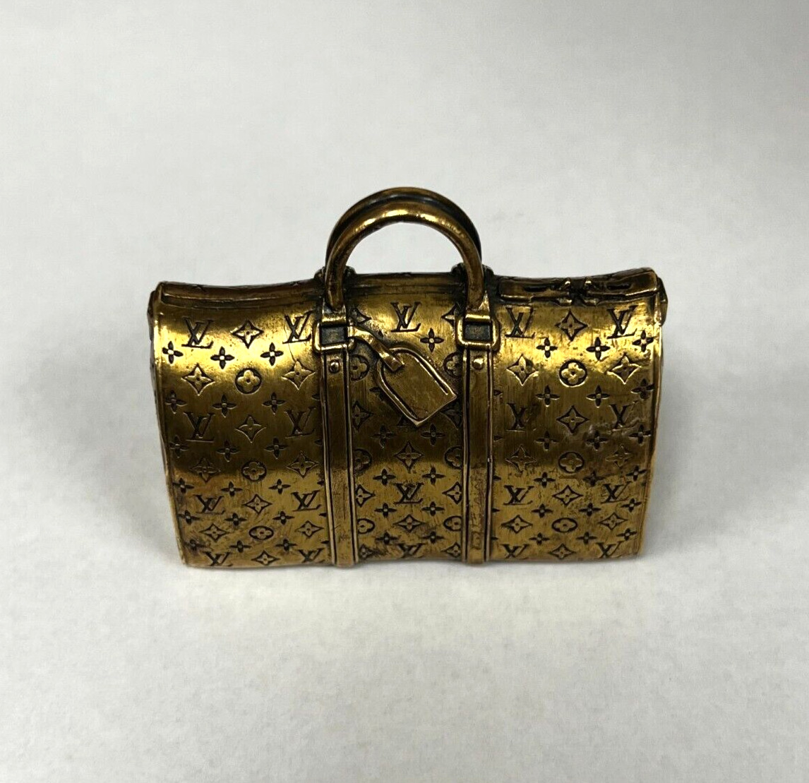 Vintage Louis Vuitton Paris Brass Hand Bag Keepall Paperweight