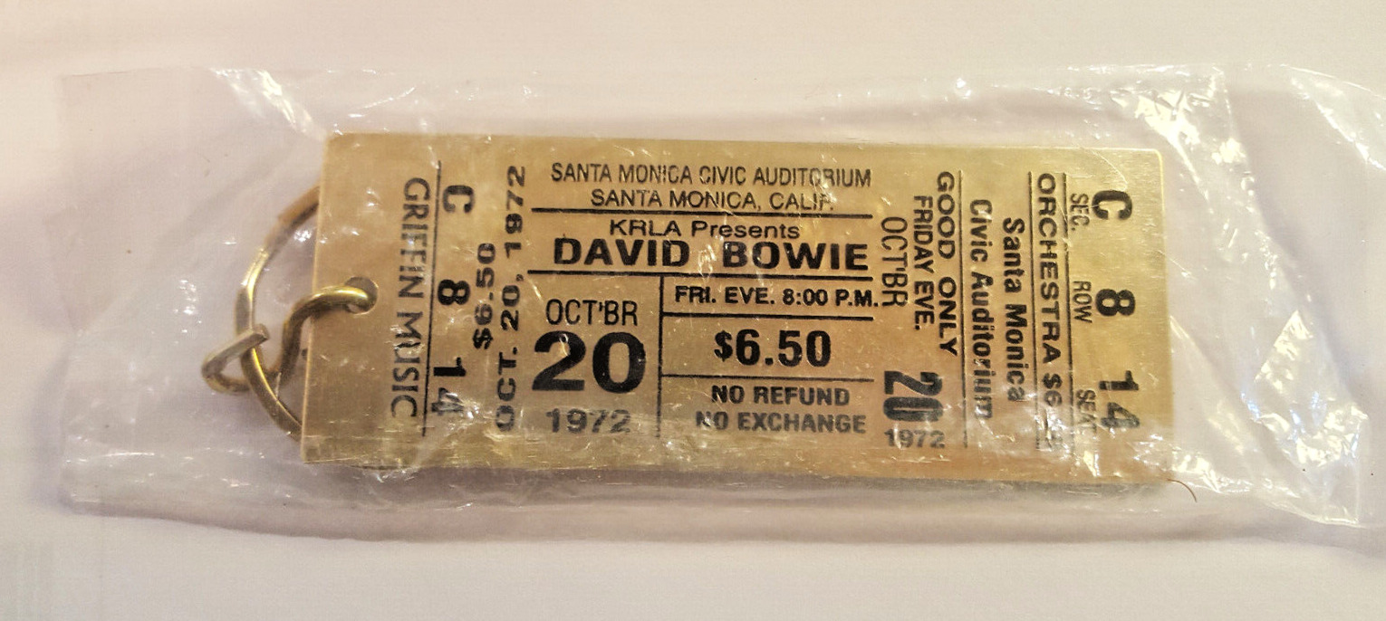DAVID BOWIE Key Chain Santa Monica Civic Replica Ticket RARE PROMO ONLY 1995