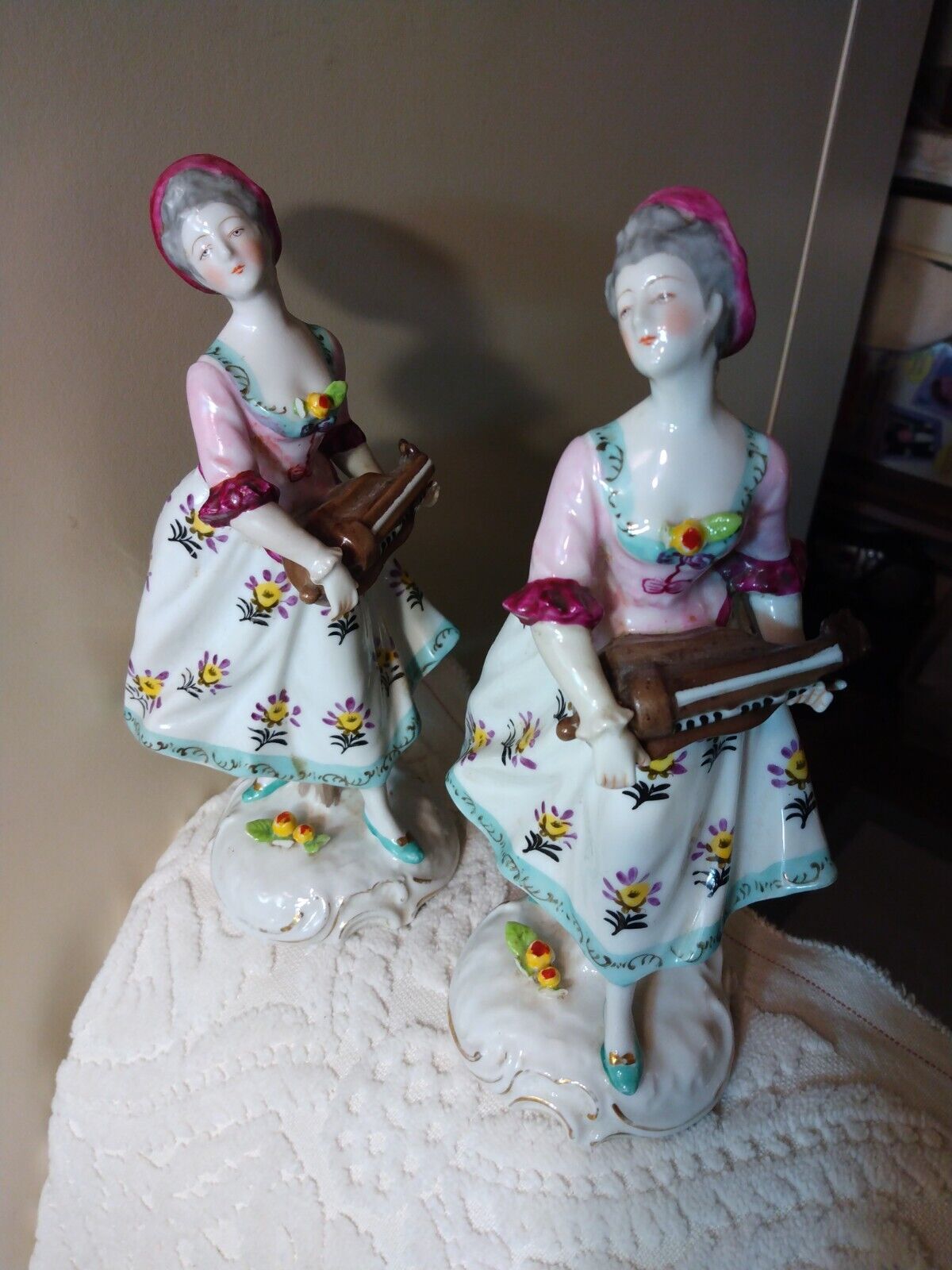 Art Deco Japan Dresden Style Porcelain Figurine Ladies w Melodians Fine 30's
