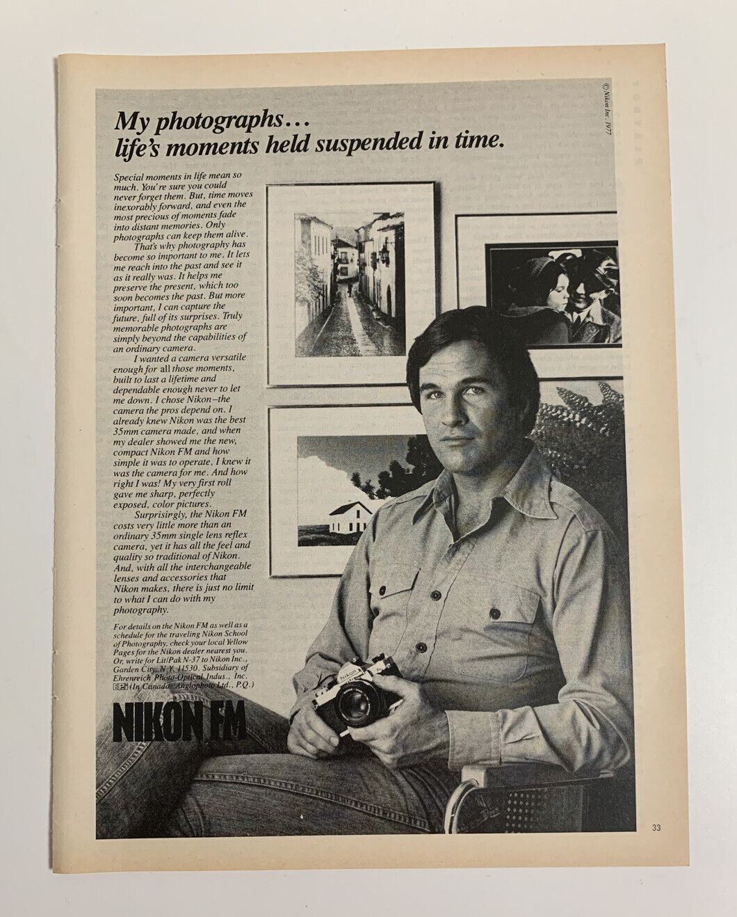 1978 Nikon FM SLR 35mm Camera Print Ad Vintage Original Vintage Advertisement