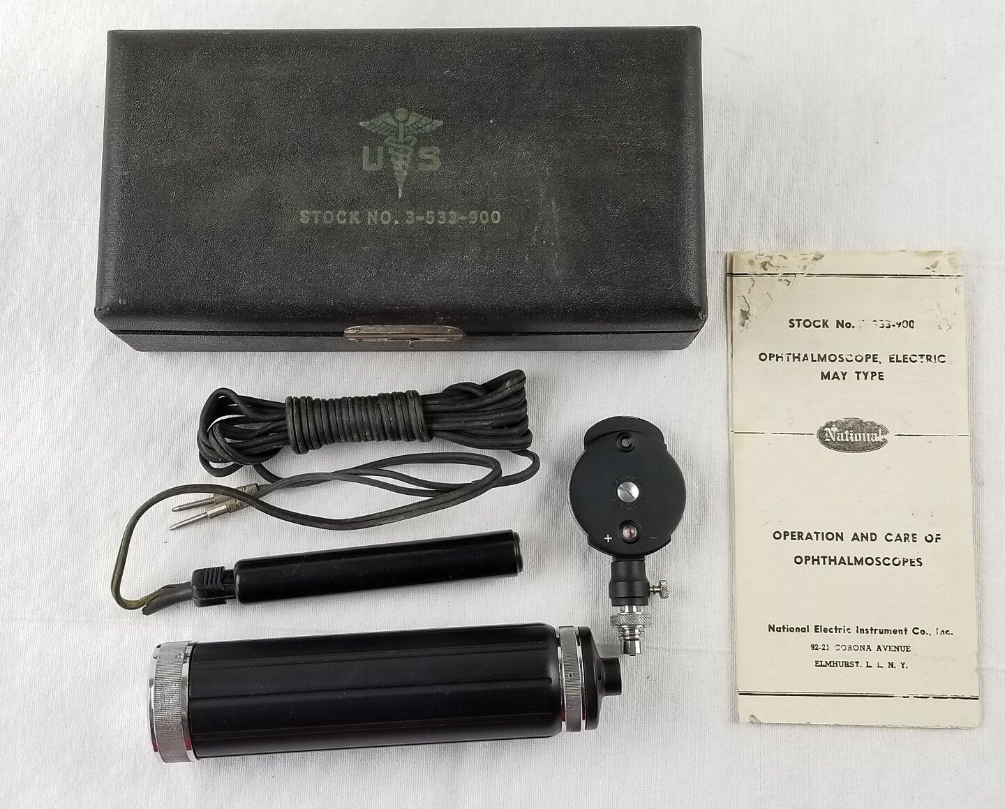 vintage US military ophthalmoscope electric may type in case