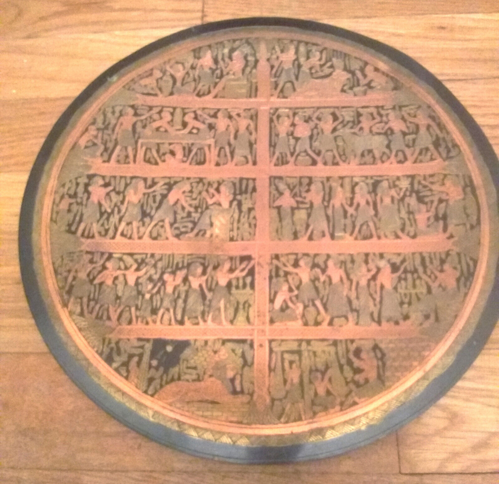 Vintage Egypt Pharaonic Decorative Copper Brass Metal Plate