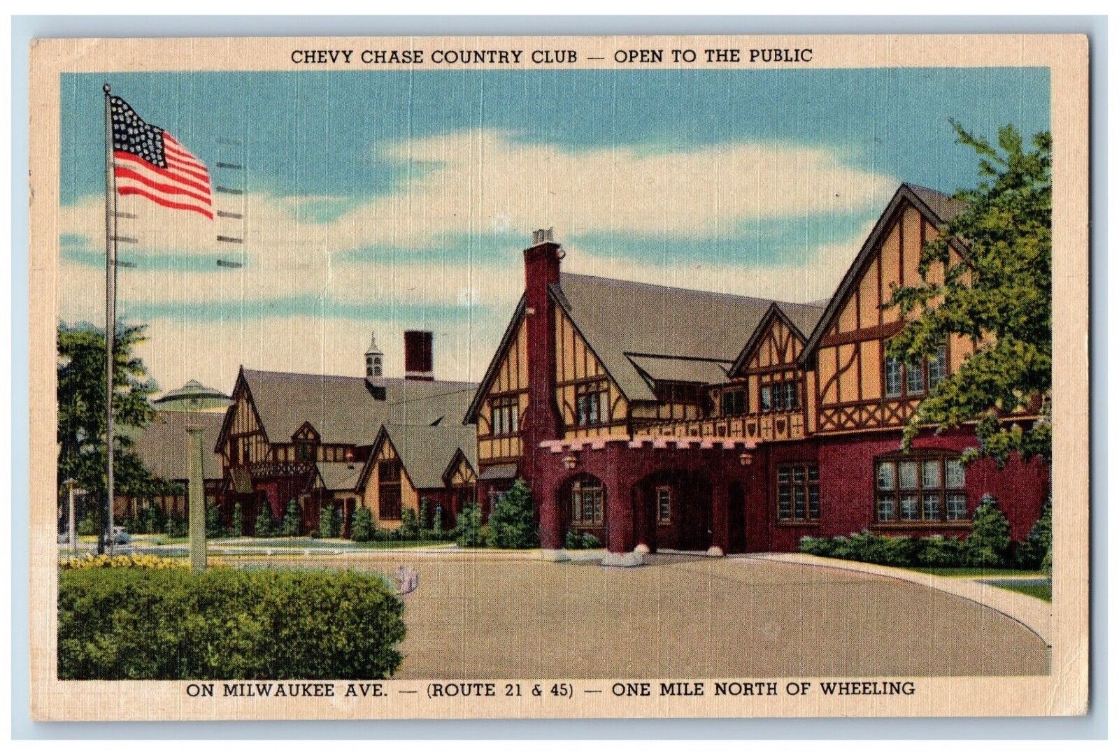 Palatine Illinois Postcard Chevy Chase Club Milwaukee Ave. 1956 Vintage Antique