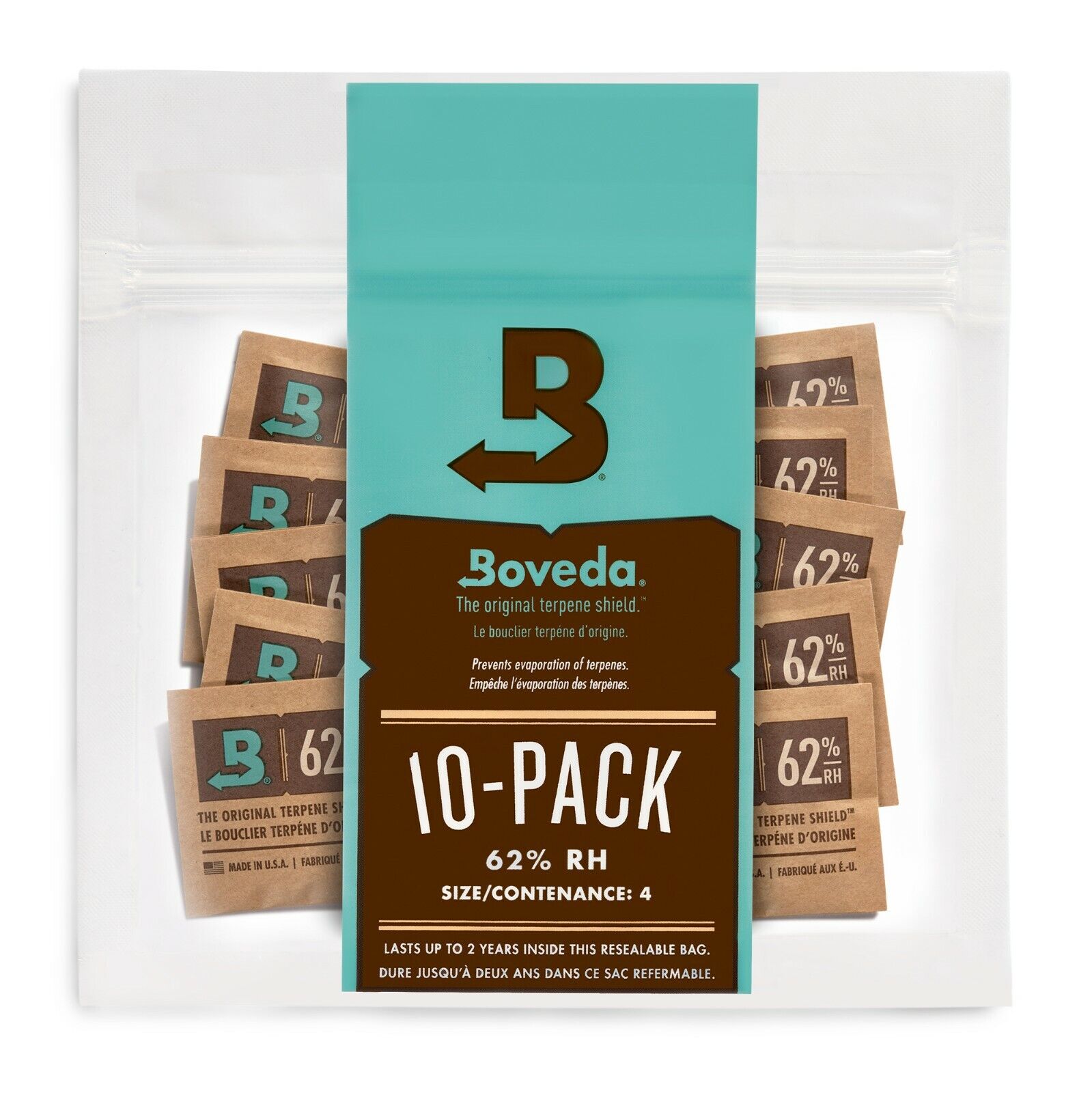 Boveda 62% RH 2-Way Humidity Control - Protects & Restores - Size 4 - 10 Count