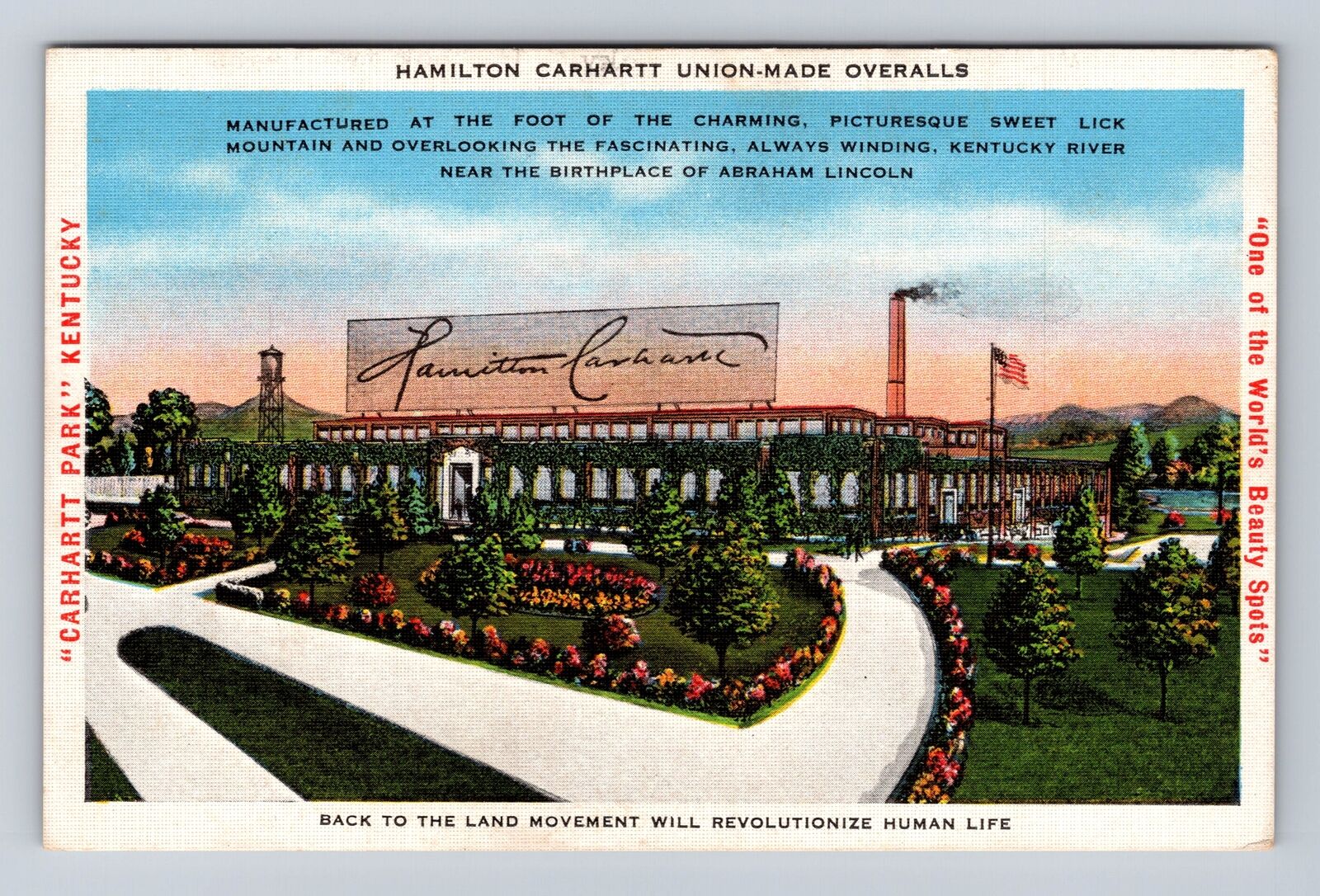 Carhartt Park KY-Kentucky Hamilton Carhartt Union Made Overalls Vintage Postcard
