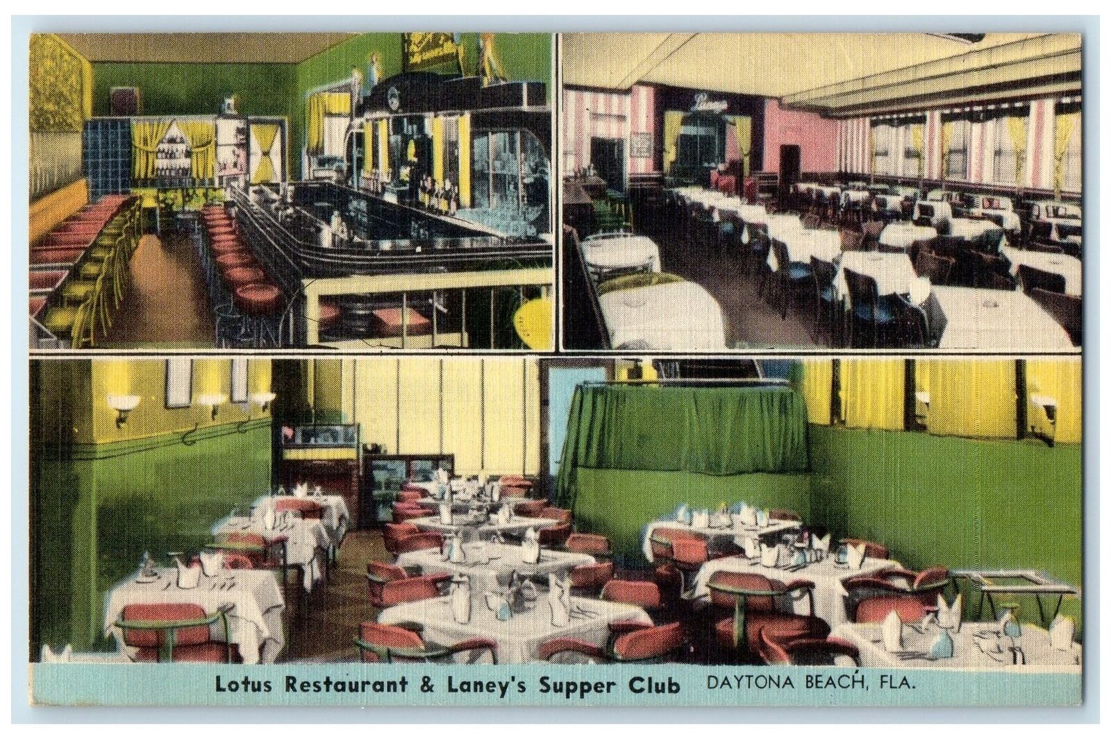 c1940\'s Lotus Restaurant & Laney\'s Supper Club Dayton Beach Florida FL Postcard