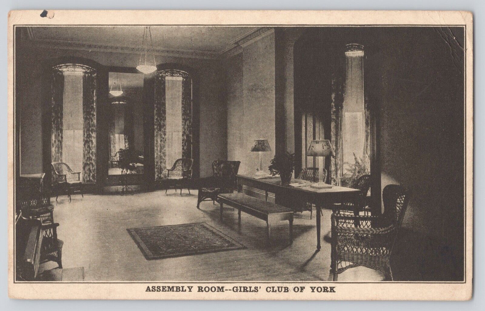 Postcard PA York Girls' Club Assembly Room Suffragette 1916 Extremely Scarce