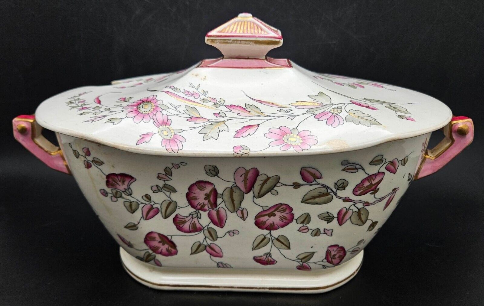 RARE Antique Ridgways Flora Soup Tureen with Lid Covered Serving Dish 