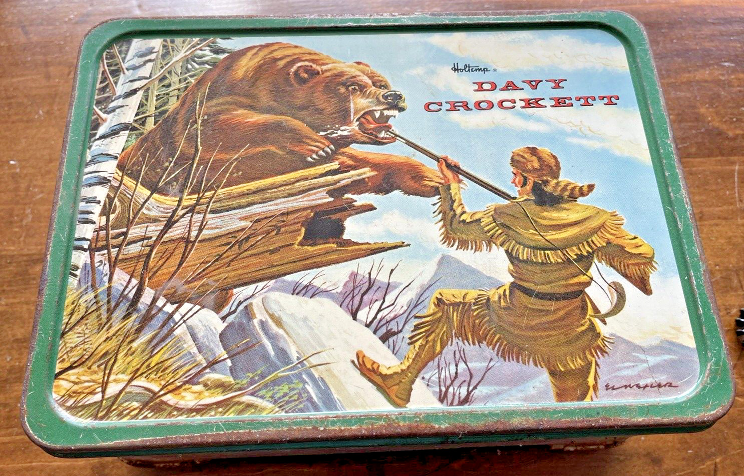 Vintage 1955 Davy Crockett Metal Lunchbox By Holtemp/American Thermos-697.24