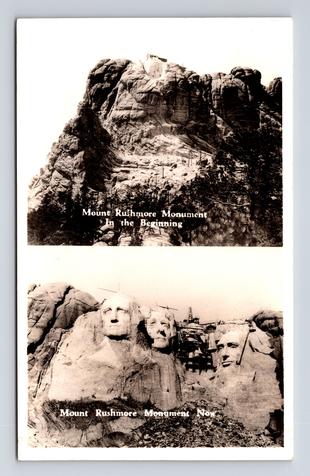 RPPC Multi-View Mount Rushmore Before & After During Construction SD Postcard