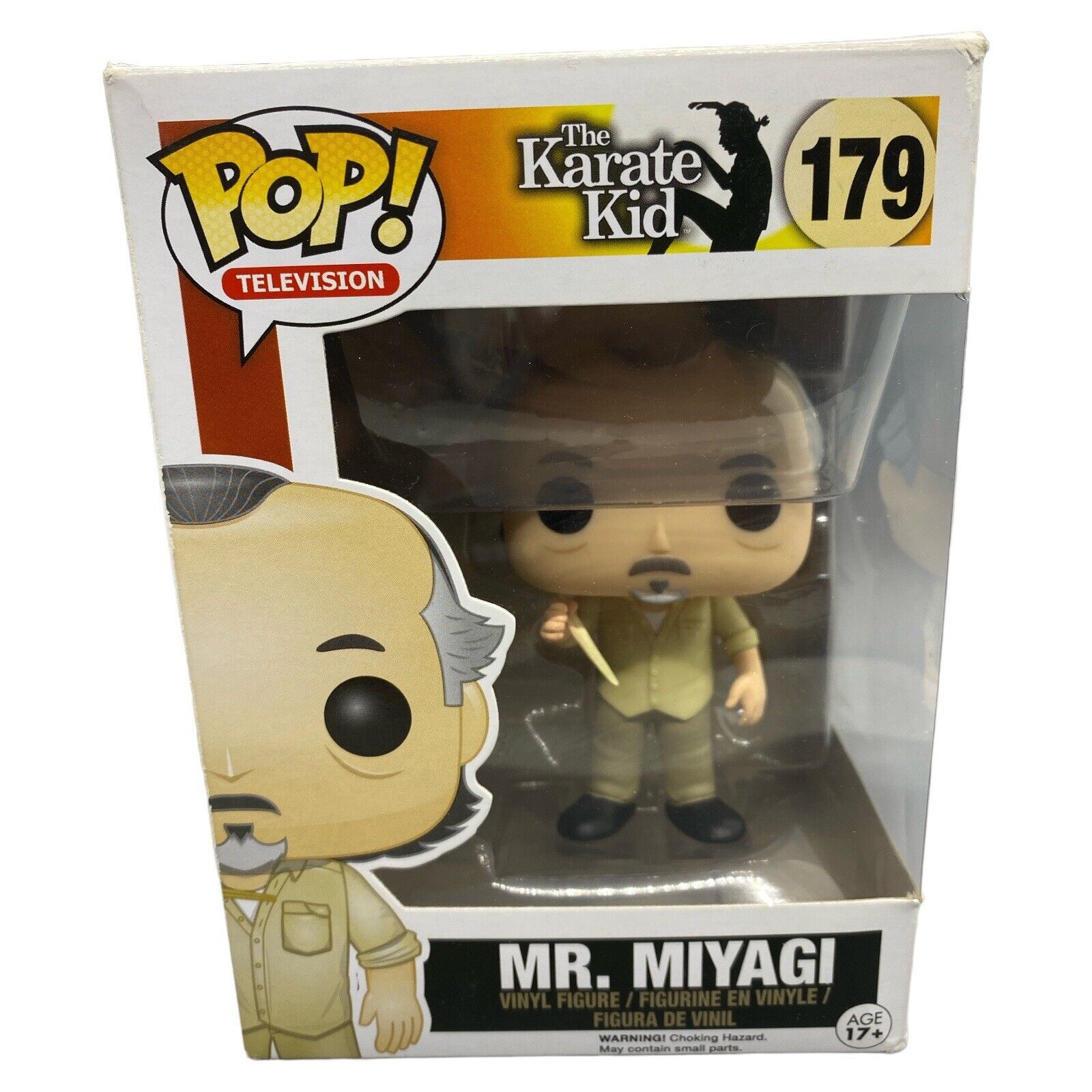 Funko POP Movies Karate Kid Mr. Miyagi #179 Vinyl Figure PRE-OWNED DAMAGED BOX