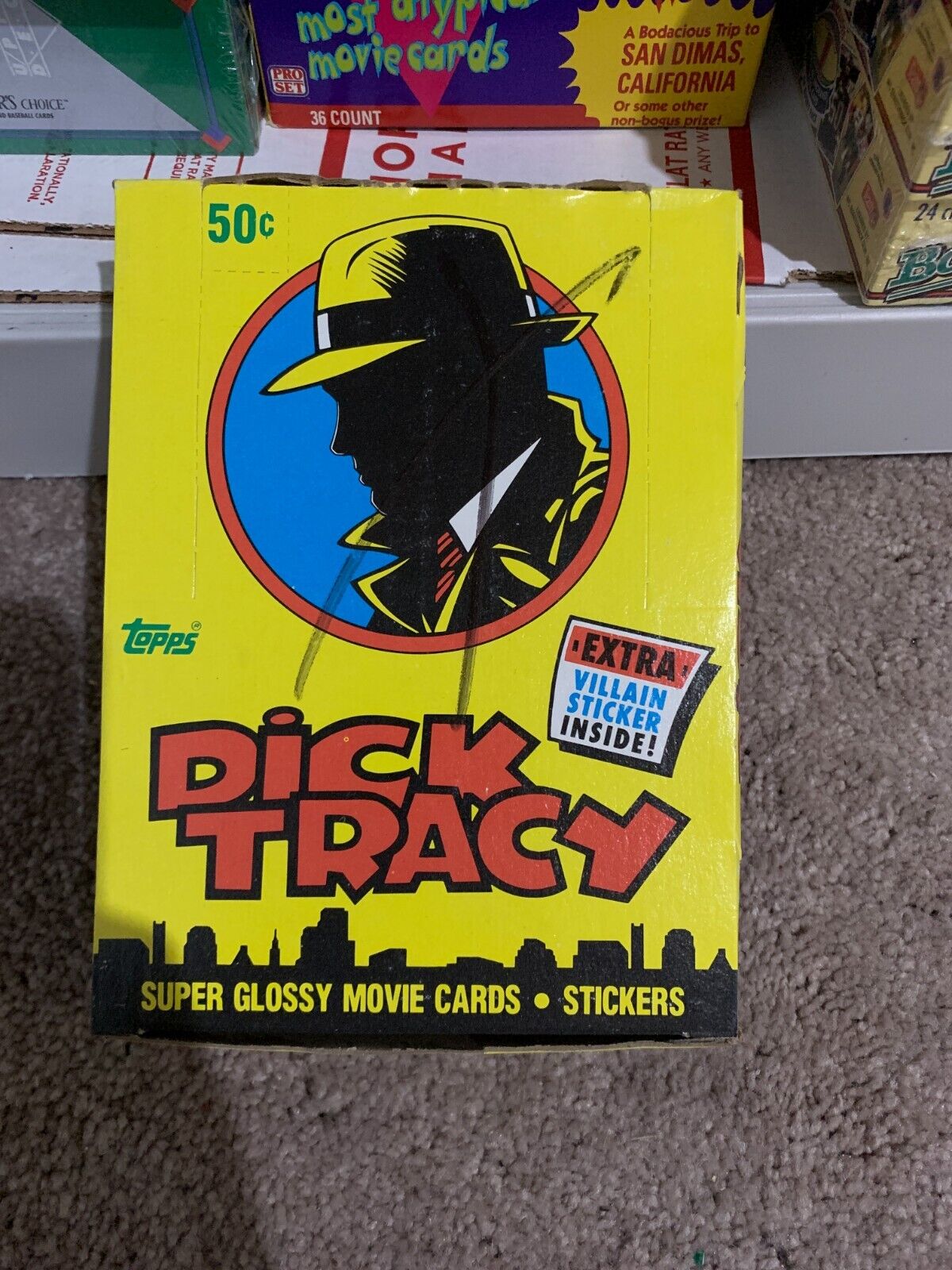 1990 Topps Dick Tracy Movie Trading Cards Box ~ 36 Sealed Wax Packs + Ad Poster