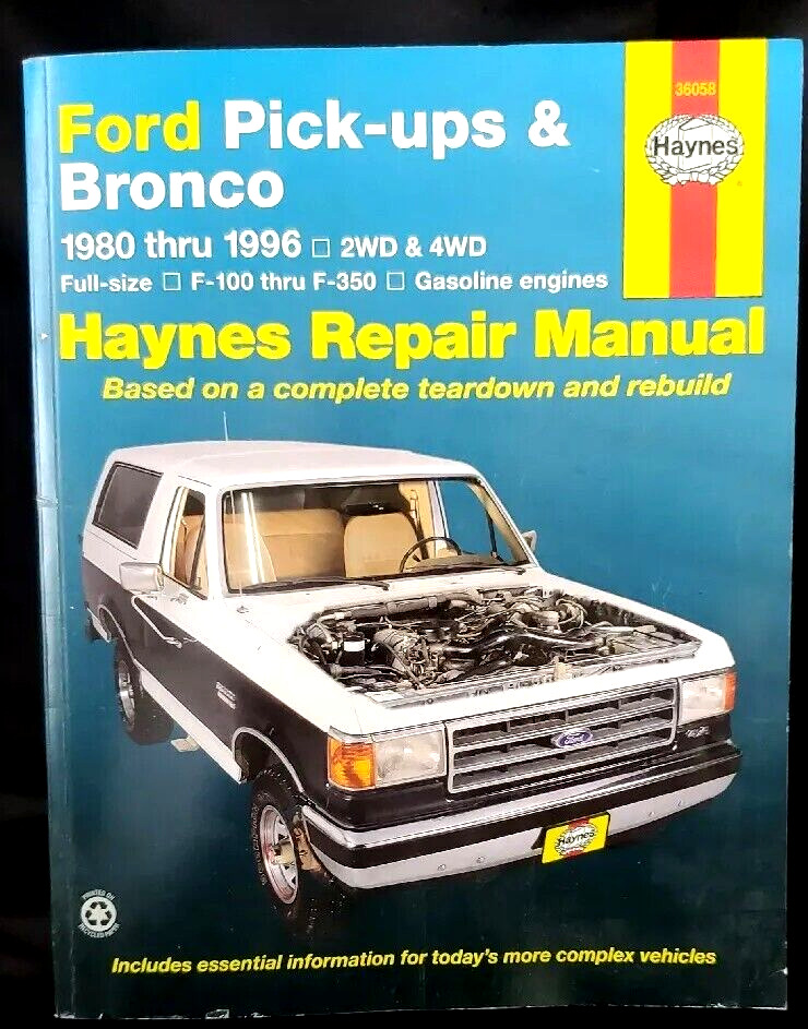HAYNES FORD PICK-UPS & BRONCO 1980-1996 REPAIR MANUAL - TEARDOWN & REBUILD