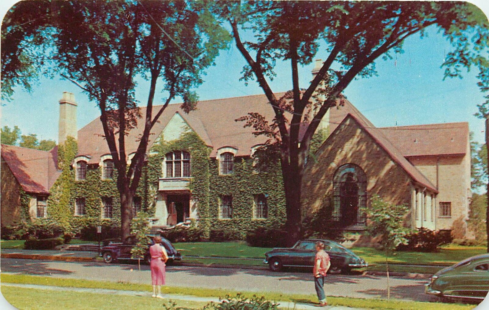 Loveland Community House Dixon IL Illinois old cars Postcard