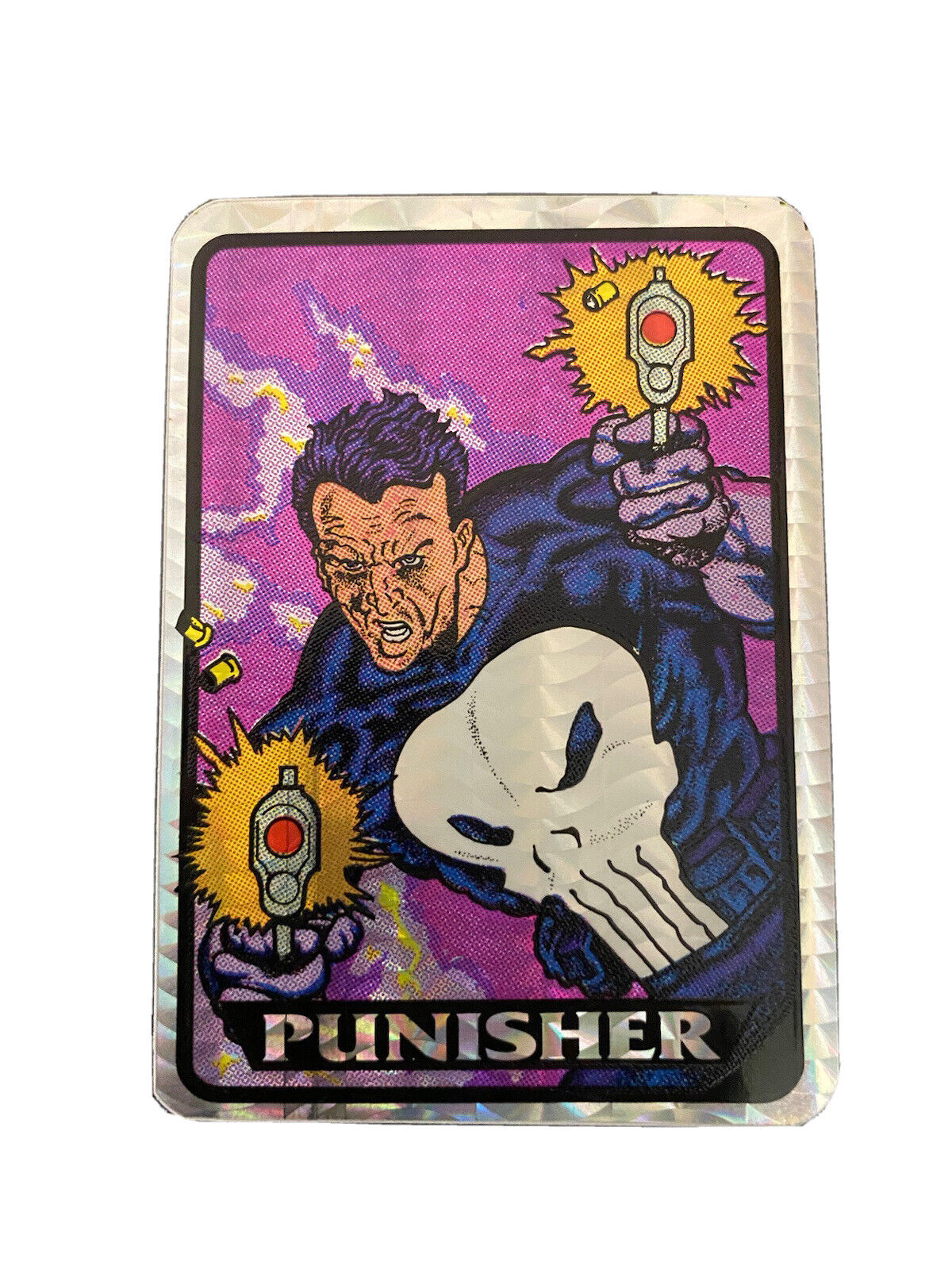 Vintage Marvel Punisher Prism Sticker Kodak Vending Sticker 1990s Dual Pistols