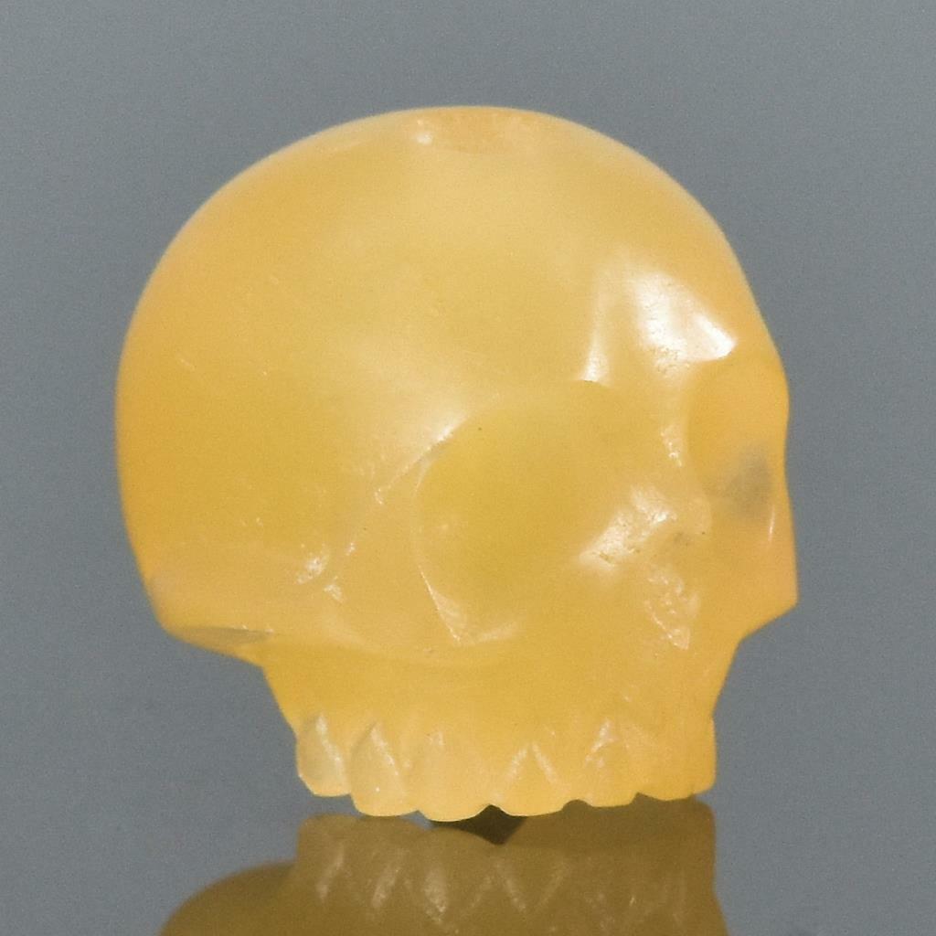 Human Skull Natural Calcite Indonesian Yellow Jade Bead 12.25 mm Carving 1.94 g