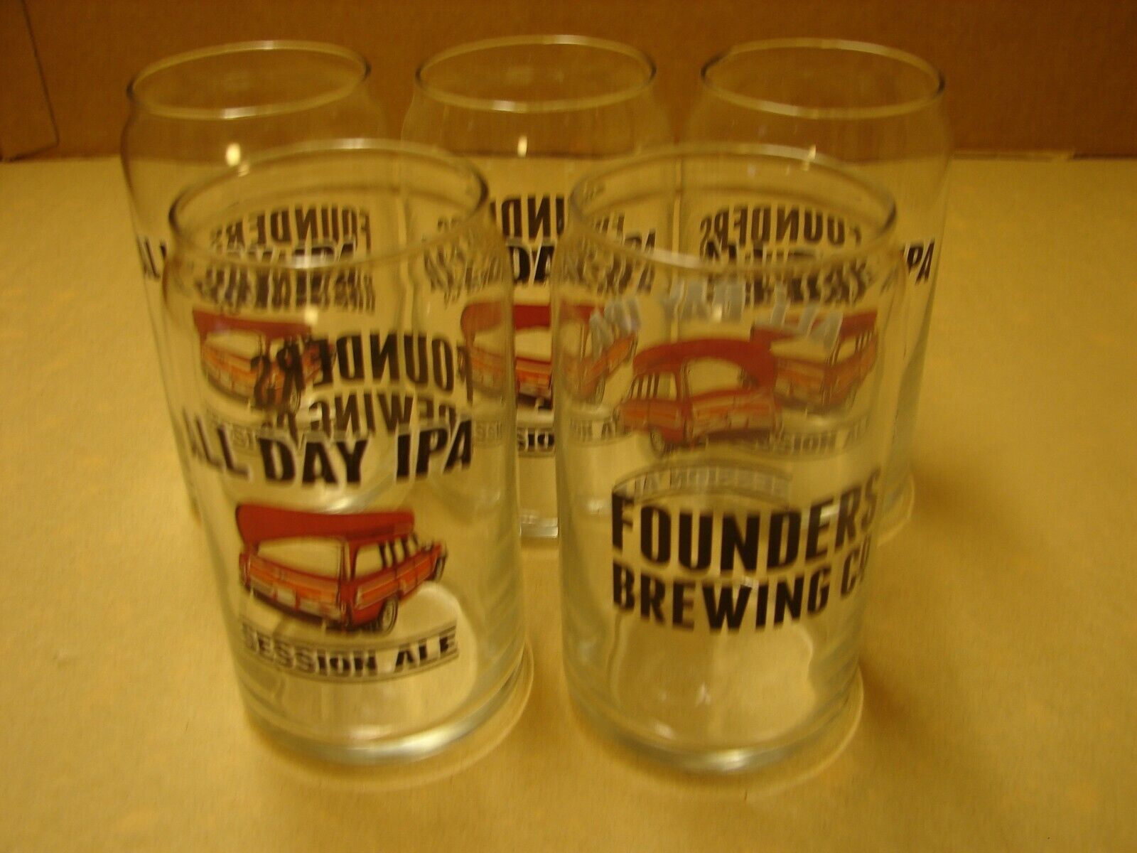 5 FOUNDERS Brewing Co Can Shaped Beer Pint Glasses - All Day IPA Session Ale