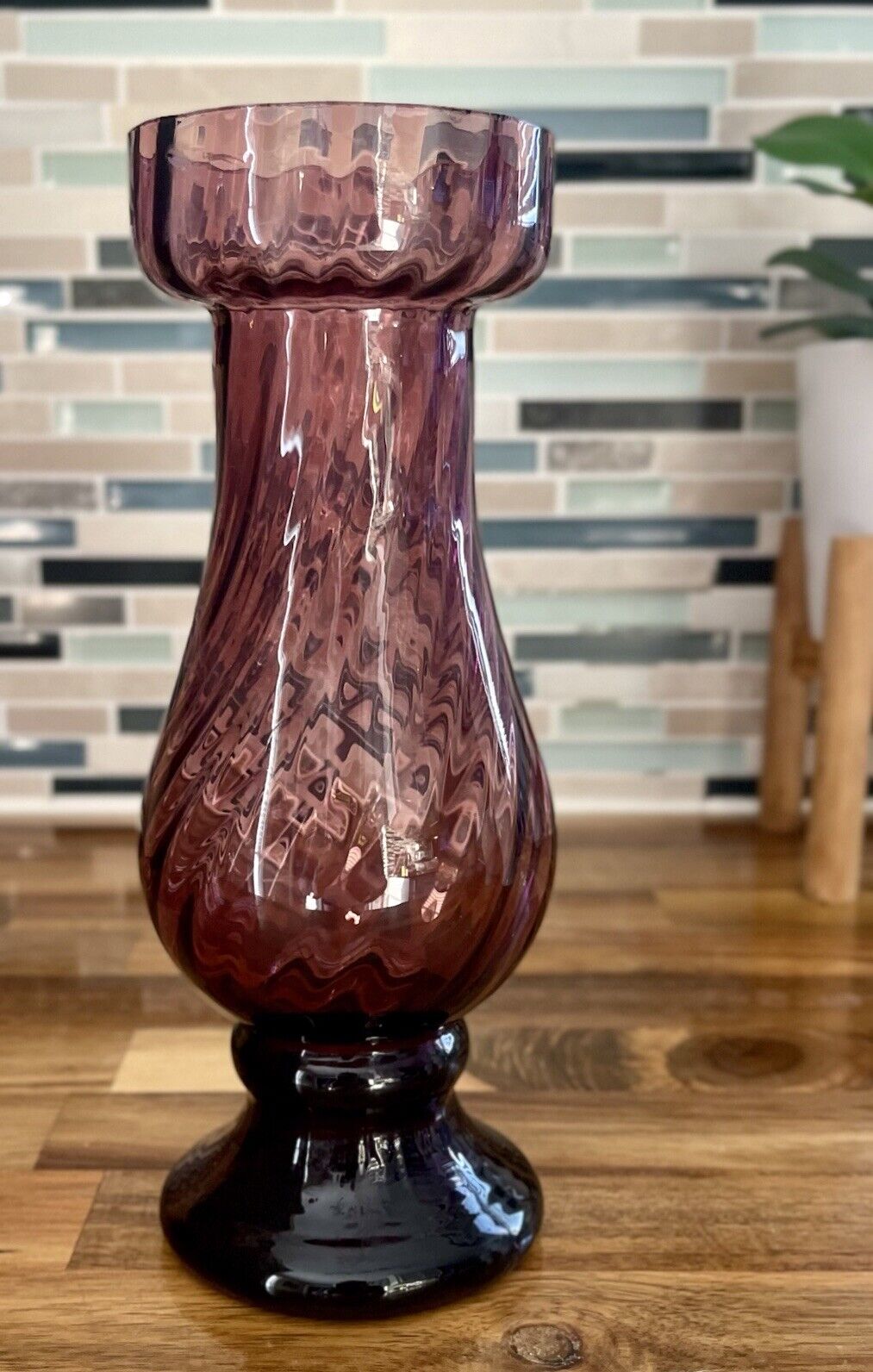 Antique Glass Bulb Forcing Hyacinth Vase Amethyst Purple