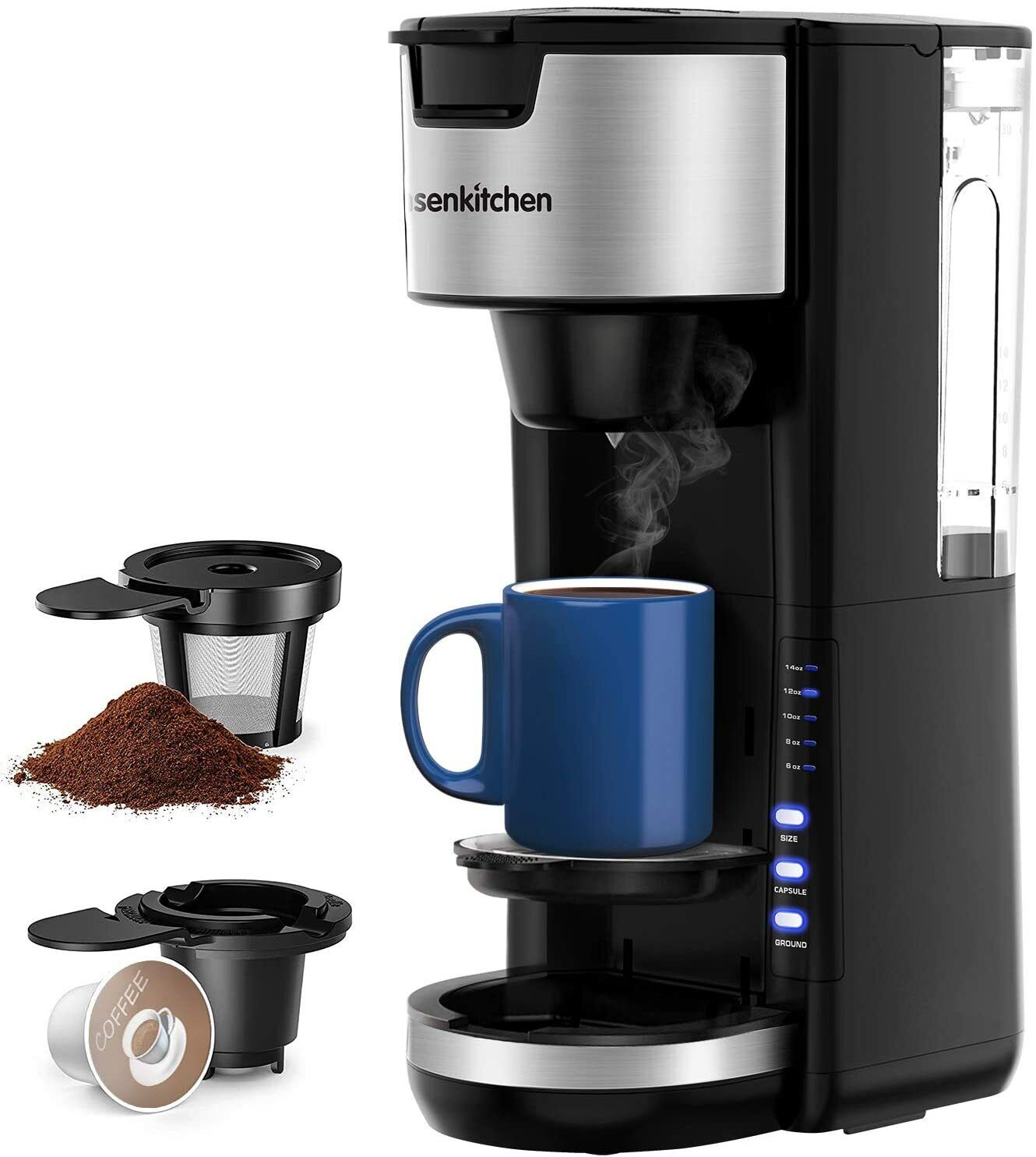 Bonsenkitchen 2 in 1 compact and durable coffee maker