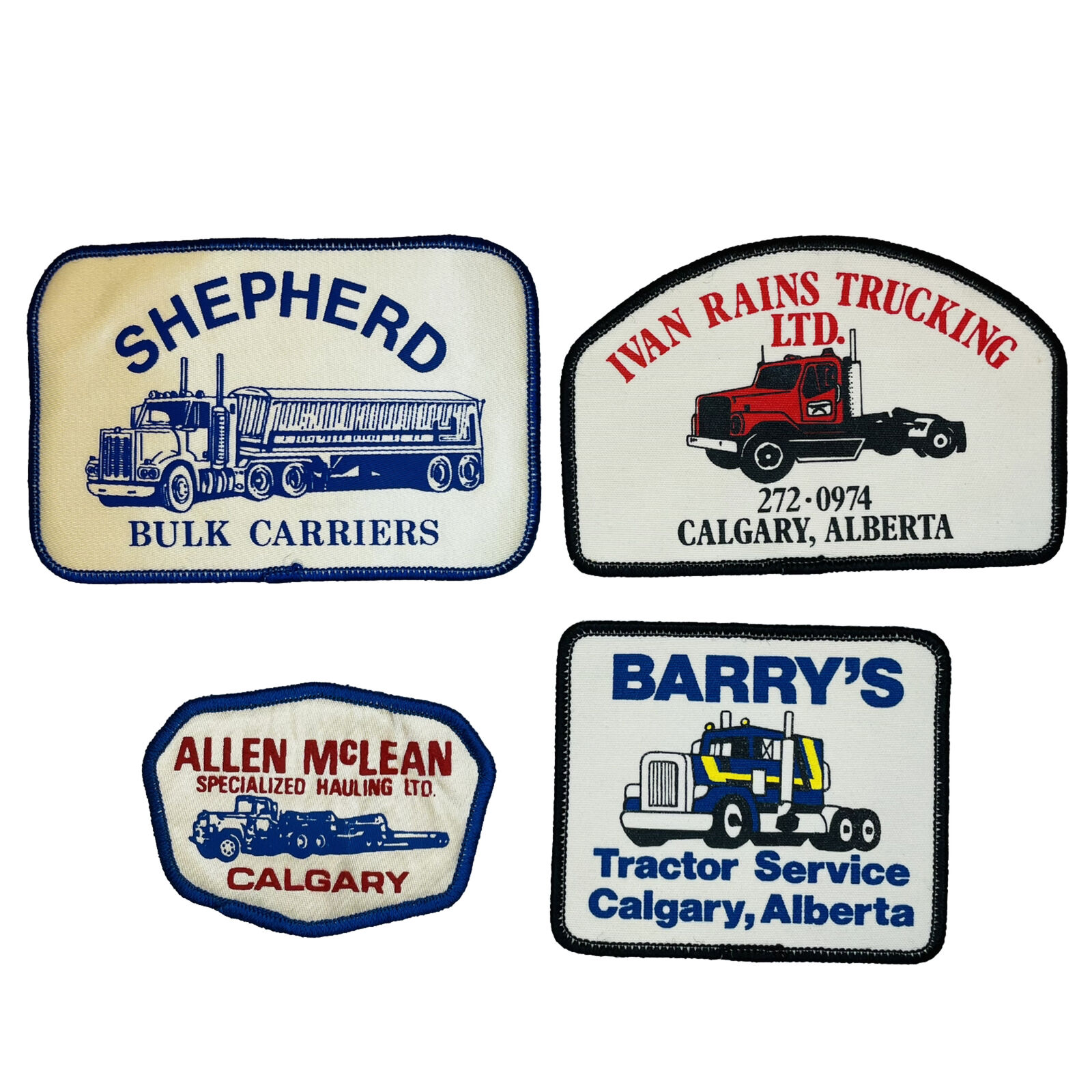 Lot of 4 Trucking Company Patches Ivan Rains Barry\'s Shepherd Allen McLean VTG