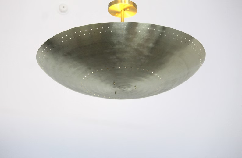 Mid Century Gleaming Symmetry The Brass Dish Chandelier