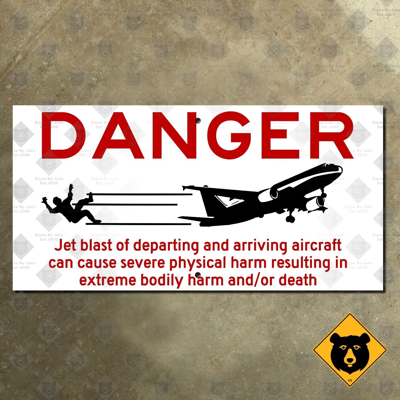 DANGER jet blast warning sign Sint Maarten Maho Beach Juliana airport 24 x 12