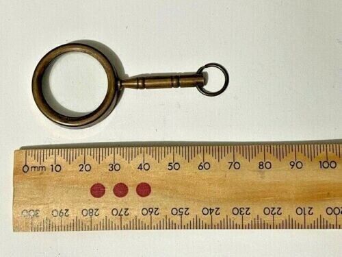 SOLID BRASS NAUTICAL COLLECTIBLE SMALL HAND MAGNIFIER ANTIQUE