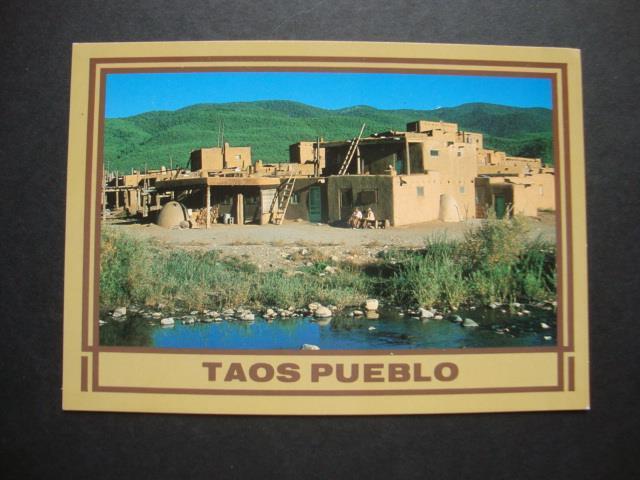 Railfans2 154) Taos Pueblo New Mexico, Native American Adobe Village, Taos Peak