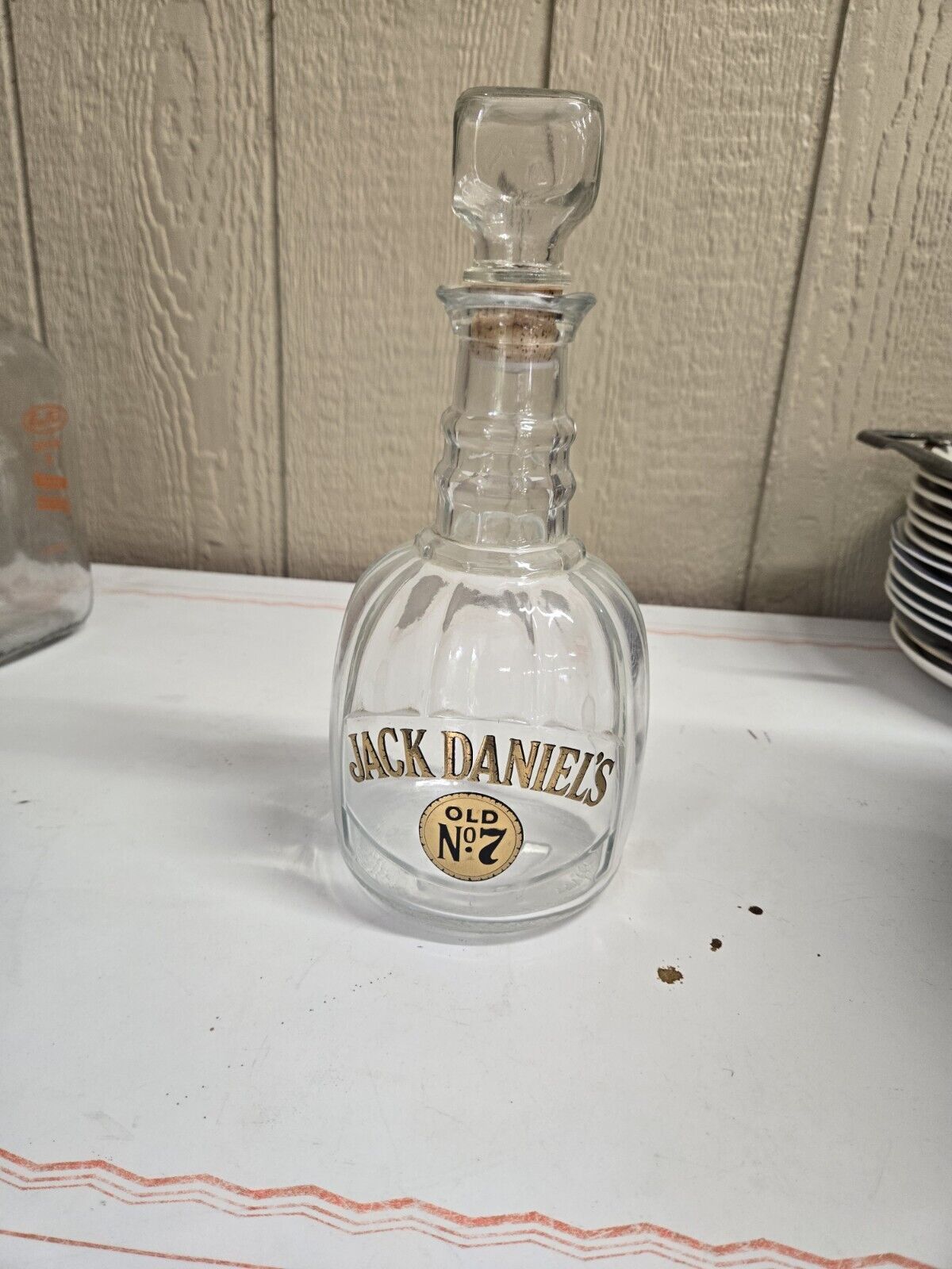 Vintage Jack Daniels Bottle Old No. 7 Glass Clear 13” Tall Decanter 1/2 gallon