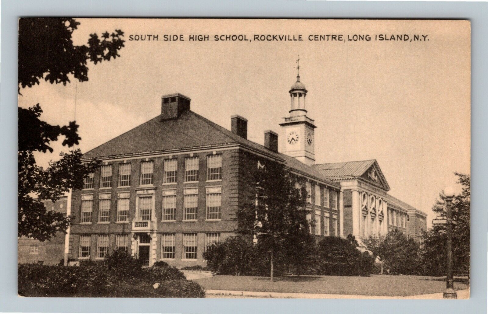 Long Island NY S. High School Rockville Centre New York c1910 Vintage Postcard