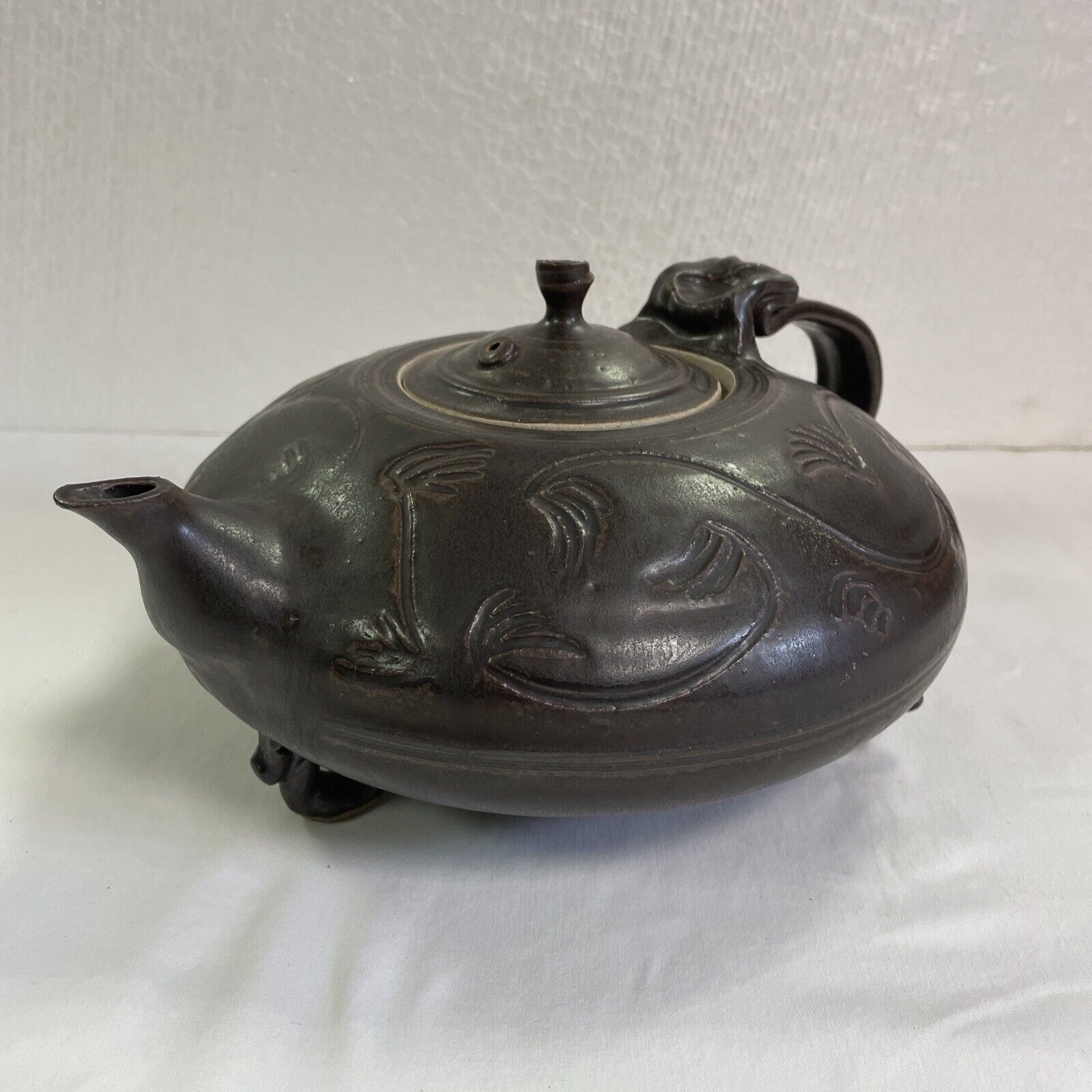 Artisan Made Ceramic Tea Pot Beautiful & Unusual Squat Design 11.5\