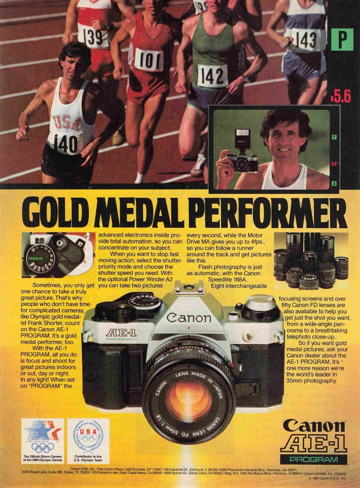 Canon Ae-1 1984 Olympics Ad 1980S Vtg Print Ad 8X11 Wall Poster Art