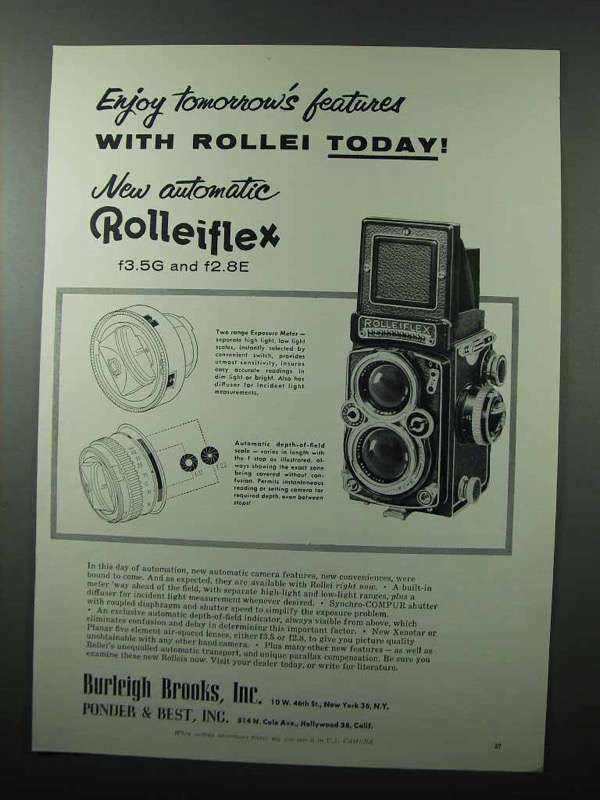 1957 Rollei Rolleiflex Camera Ad - Tomorrow\'s Features