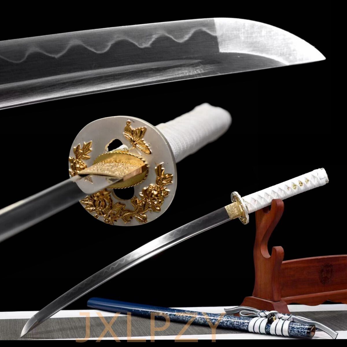 Nice Japanese Sword Samurai Katana T10 Steel Clay Tempered Blade Sharp Wakizashi