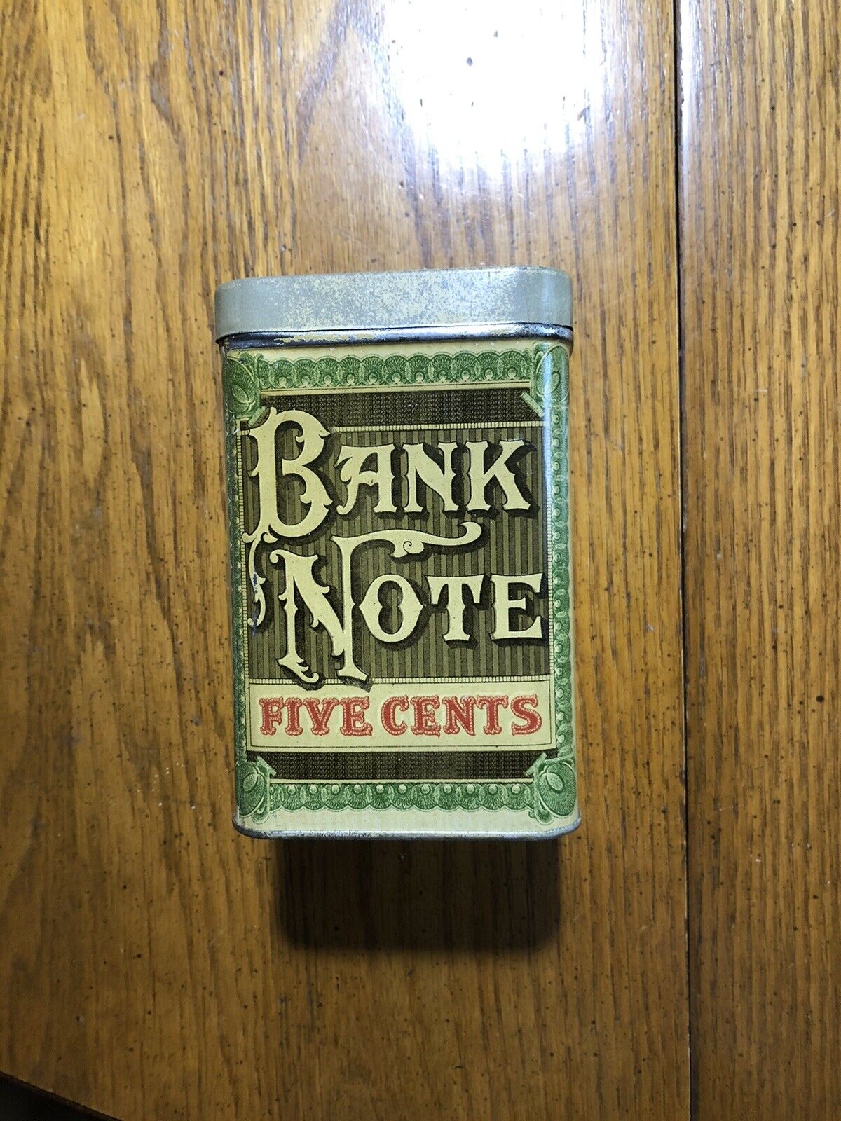 1920s Bank Note Banknote Cigar Tin (Tobacco) Factory #750 1st District PA NOS